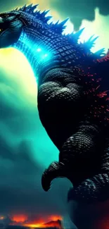 Epic Godzilla wallpaper with vibrant colors and dramatic lighting.