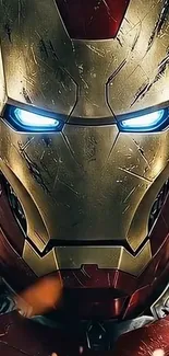 Epic Iron Hero wallpaper with striking design and glowing eyes.