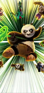 Kung Fu Panda dynamic action mobile wallpaper with vibrant colors.