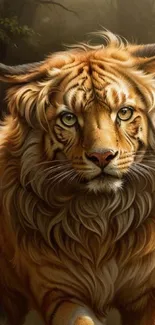 Majestic tiger artwork with golden fur.