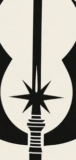 Mandalorian symbol on black and white background.