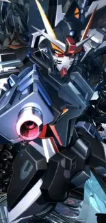 Epic futuristic mech robot in action pose.