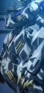 Epic anime mecha robot in futuristic setting.