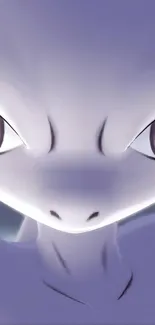 Mewtwo anime wallpaper featuring intense eyes and a purple hue.