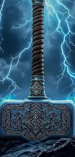 Epic Mjolnir surrounded by striking lightning bolts.