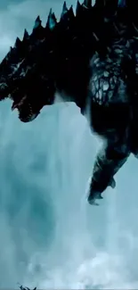 Epic monster against a blue misty background.