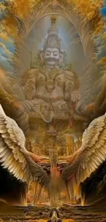 Divine spiritual artwork with angelic wings and a sacred figure.