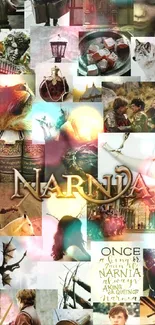 Narnia collage wallpaper with iconic scenes.