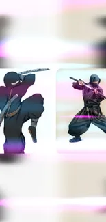 Epic ninja duel wallpaper with vibrant colors.