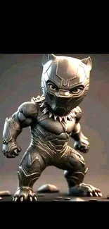 Epic panther hero character in gray armor.