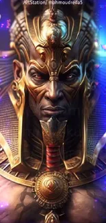 Epic digital artwork of a pharaoh warrior with mystical elements.