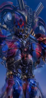 Futuristic robot with vibrant colors in a dynamic pose.