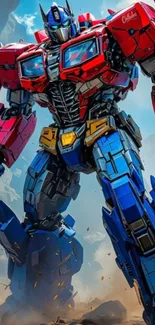 Epic robot battle with detailed design in vibrant colors.