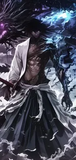 Mystical samurai enveloped in a dark fantasy setting.