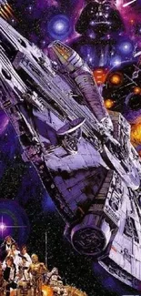 Epic Star Wars space battle wallpaper for mobiles.