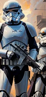 Epic stormtrooper sci-fi art with dynamic action scene.