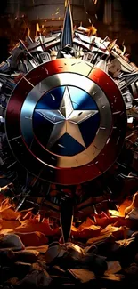 Epic wallpaper featuring a shield design with vibrant details and colors.