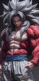 Epic anime warrior with dynamic red fur.