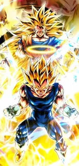 Vibrant Super Saiyan anime transformation wallpaper.