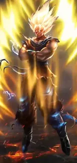 Super Saiyan character with energy aura wallpaper.