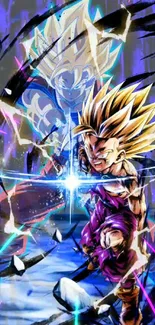 Vibrant Super Saiyan anime wallpaper with energy and dramatic colors.