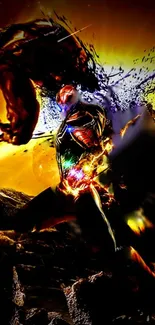 Intense superhero battle scene wallpaper.