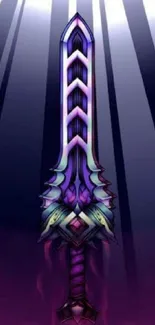 Epic sword art with purple hues on a dramatic background.