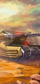 Epic tank battle art wallpaper with vibrant colors.