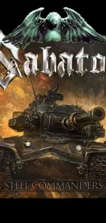 Sabaton tank artwork with fiery backdrop.