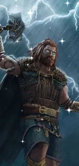 Warrior in a thunderstorm with lightning bolt.