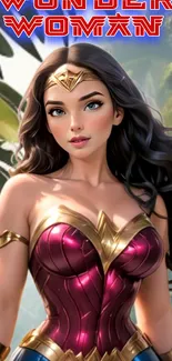 Colorful Wonder Woman wallpaper for mobile phones.