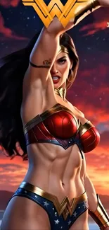 Wonder Woman epic artwork mobile wallpaper.