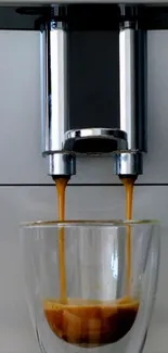 Espresso machine pouring into a glass.