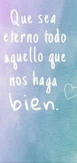 Pastel mobile wallpaper with inspirational Spanish text.