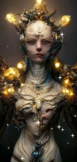 Ethereal android humanoid with glowing elements.