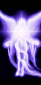 Ethereal angel glowing with purple light.