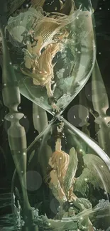 Fantasy hourglass art with mystical details and ethereal lighting.