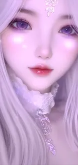 Ethereal anime character with purple hues