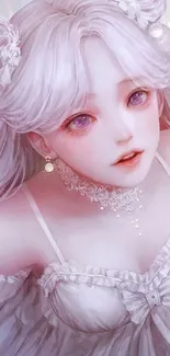 Ethereal anime girl in a white dress.