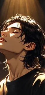 Anime character in ethereal light portrait wallpaper.