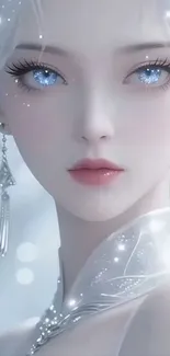 Ethereal anime girl with blue eyes.