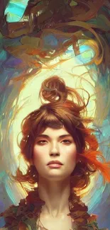 Ethereal art portrait with vibrant colors.