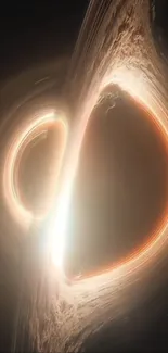 Mesmerizing glowing black hole in space.