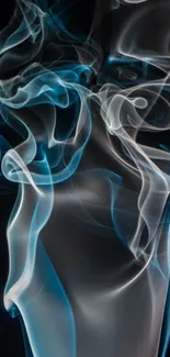 Ethereal blue smoke art on a dark background.