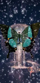 Majestic butterfly in starry sky art.