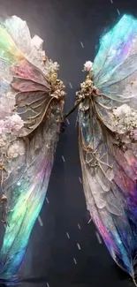 Ethereal butterfly wings with floral accents.