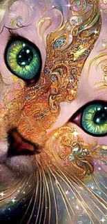 Ethereal cat fantasy art wallpaper with intricate swirls.