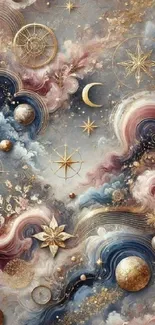 Ethereal cosmic art wallpaper with celestial elements.