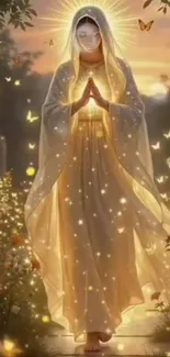 Ethereal divine figure surrounded by butterflies.