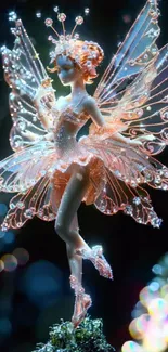 Exquisite fairy with sparkling wings and delicate dance in fantasy style.